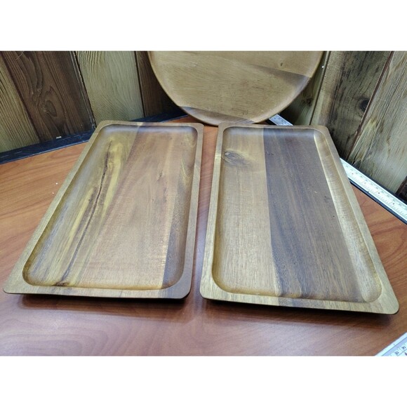 Dash Of That Acacia Wooden Serving Tray Lot Round Recangle Charcuterie New Wood - Picture 2 of 7